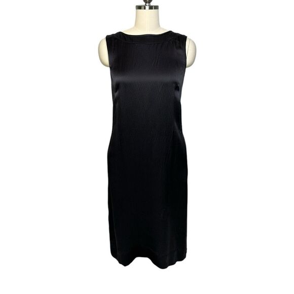 J Crew Black Textured Silk Sleeveless Shift Cocktail Dress | Size 2 - Picture 1 of 8